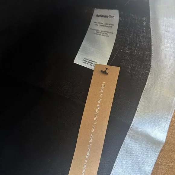 NWT Reformation Robbie Linen Two Piece  Matching Set in Black & White - size 4 - Picture 9 of 10